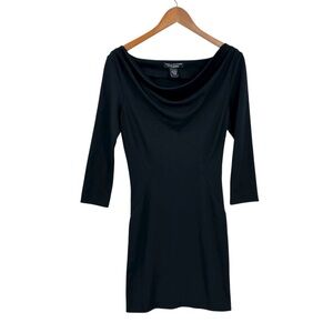 New DIANE VON FURSTENBERG Wool Mini Dress Long Sleeve Black